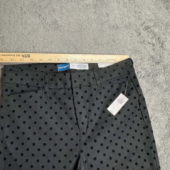 Old Navy Pixie Skinny High Rise Secret Pockets NWT Sz 8 Black Velvet Polka Dot - Picture 5 of 10